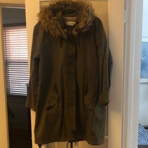 Liz Claiborne Olive Utility Jacket with Faux Fur Trim XL-XXL See description